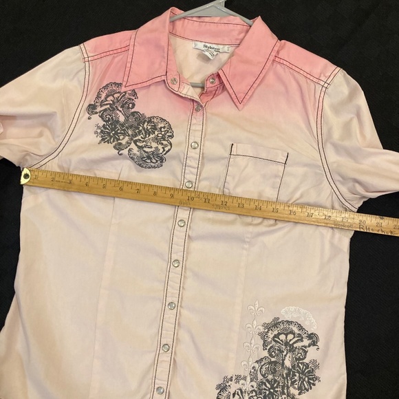 Style & Co SNAP FRONT WESTERN SHIRT WOMENS SIZE 12P - Picture 3 of 3
